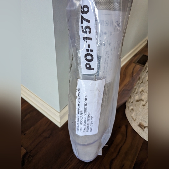 Owl-Shaped Handmade Wool Rug -Purple NWT - Picture 7 of 7